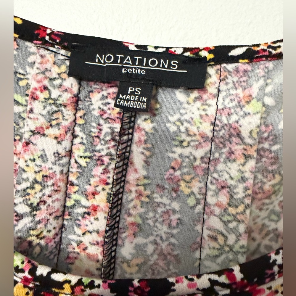 Notations Black Dress with Pink and Green Floral Pattern - Picture 2 of 2